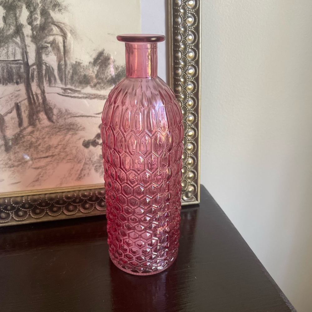 Y2K Pink Hobnail Milk Bottle Vase - Picture 1 of 5